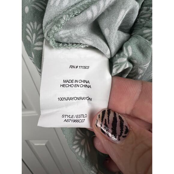 As U Wish Green White Boho Sleeveless Ruffle Wide Leg Jumpsuit Medium Summer - Picture 3 of 9